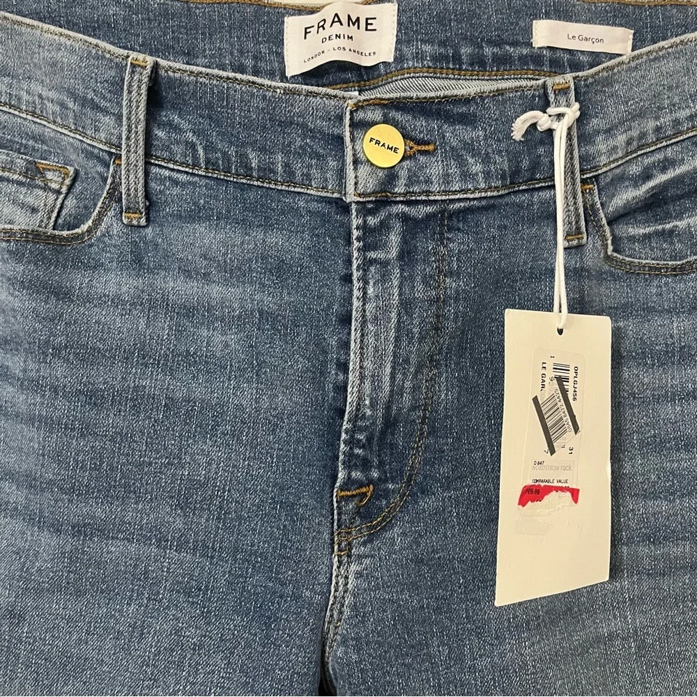 NWT Frame Denim Le Garcon Cuffed Crop Jeans Bixby Blue Size 31